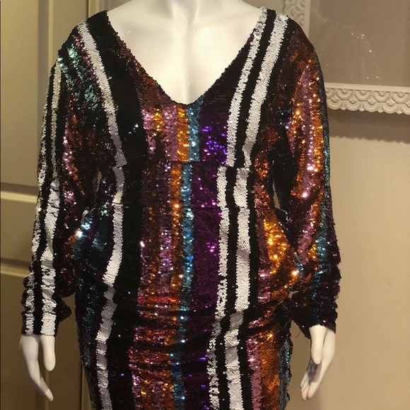 Plus Size Sequin Dress w/ Front pockets - Picture 4 of 8